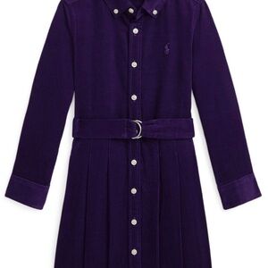 Ralph Lauren Girls' Purple Corduroy Shirt Dress with Belt